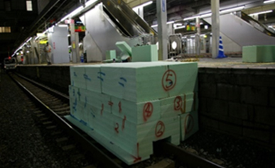 重機が構造物を迂回するための縦断路に使用